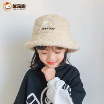 Childrens winter hat girls Korean version of the tide boy thick warm baby fisherman hat autumn and winter plush fashion foreign atmosphere