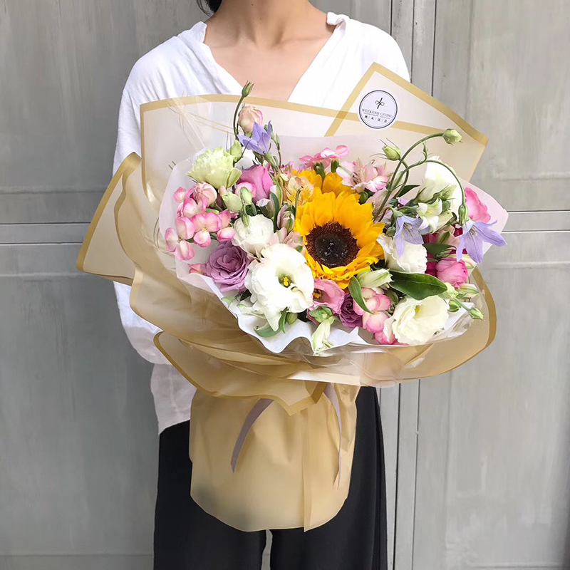 One Year Old Three Flowers Magic Side Paper Bag Flower Paper Border Waterproof Fog Surface Paper Han Style Bouquet Wrapping Paper Flowers Wrapping Paper