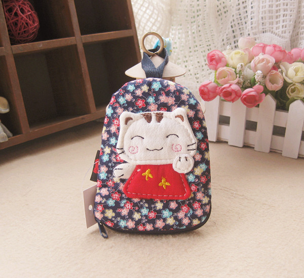 Hàn Quốc bông dễ thương loại kéo công suất lớn phụ nữ dây rút túi chìa khóa phim hoạt hình vải khóa túi túi ví đựng chìa khóa nam hà nội
