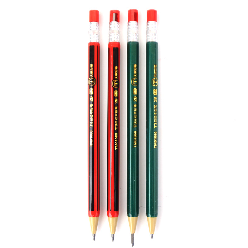 Press action 2B coarse core wood grain automatic pencil 2 0mm days Zhuo pencil early child Primary school students environmental protection free of automatic pen