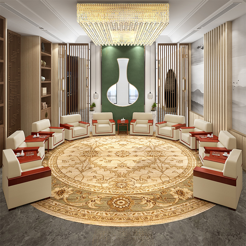 Office Meeting VIP Reception Leaders Negotiate Business Chinese Single Sofa Tea Table Combination Comfortable Fabric Leather