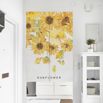 Nordic plant flower Kitchen door curtain Bedroom fabric partition curtain Bathroom occlusion curtain long curtain custom free hole