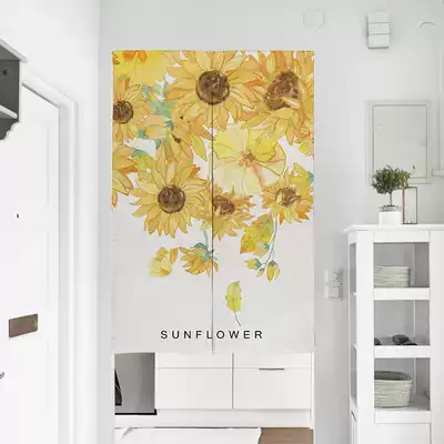 Nordic plant flower kitchen curtain bedroom fabric partition window cosmetic room shade long curtain custom-free perforation