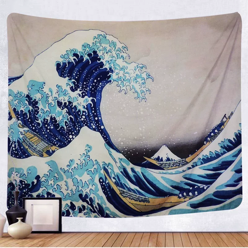 Cá biển phong cách Nhật Bản ukiyo-e sơn tường trang trí treo tường ký túc xá trang trí nhà tấm thảm treo vải nền vải