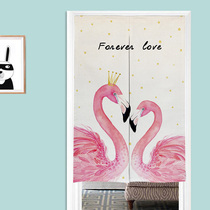 Nordic ins Girl heart Flamingo cartoon door curtain Bedroom curtain Partition curtain Feng Shui curtain hanging curtain Half curtain custom