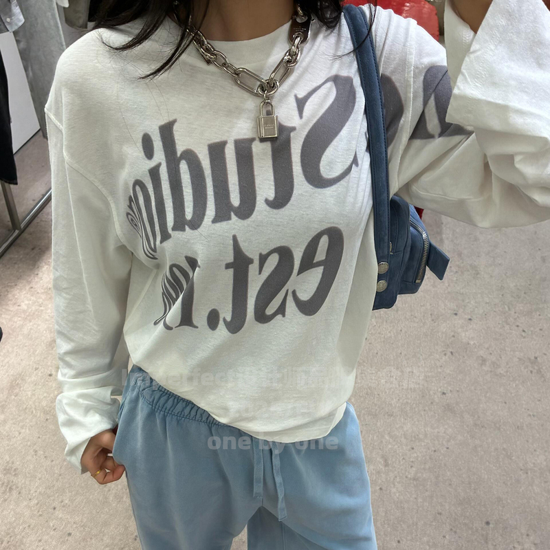 Imperfect Originally Planned ▶ Nanyou Retro Letter 1996 Print Loose Long-Sleeved T-Shirt Sun Protection Top for Women in Summer