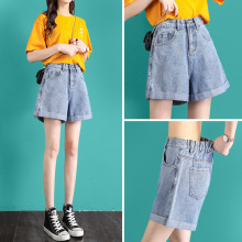 High waisted denim shorts for women, loose fit for spring/summer 2022, new thin wide leg slimming A-line pants, Korean version hot pants trend