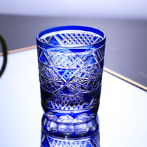 Japanese colored carved glass Edo cut handmade foreign wine glasses home vintage whiskey cup beer mug