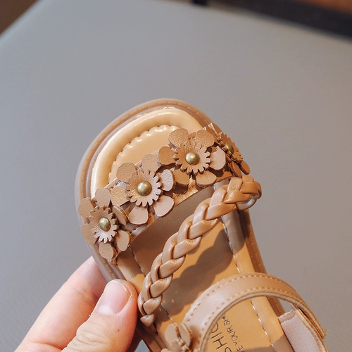 Сандалии, летняя детская нескользящая обувь для принцессы, в цветочек, в корейском стиле, мягкая подошва