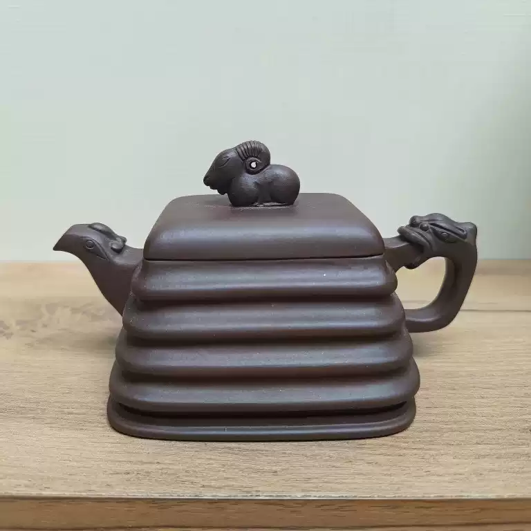 宜兴老一厂紫泥龙凤呈祥紫砂壶半手工国家级工艺师骆耀明作品-Taobao-Tmall