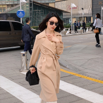 Zhao Tengchen High Vocational Halo Japan jin mouth three acetic acid commuter simple hanging long windbreaker