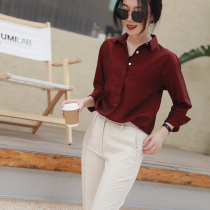 Zhao style red velvet cake 21 autumn special texture Japanese fabric cotton half-open placket simple shirt