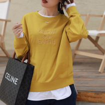 Zhao type word-of-mouth light luxury version chao excellent comfortable loose round neck simple pullover letter sweater