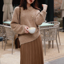 Zhao type clothes are all good-looking lazy loose soft waxy neck wool alpaca sweater