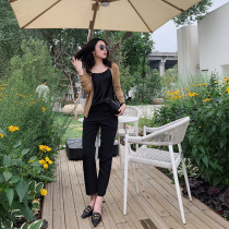 Zhao style light if nothing 45 degrees oblique cut heavy weight silk vertical cut elastic heavy crepe slim pipe pants