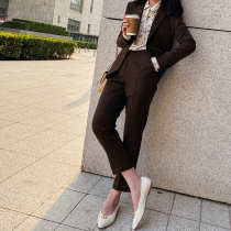 Zhao type word-of-mouth light luxury slim thin and fine fine worsted wool exquisite nine-point suit pants