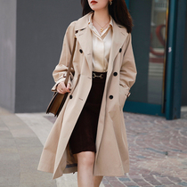 Zhao style goddess windbreaker she Brand fabric 21 Autumn Classic casual loose long khaki coat
