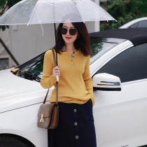 Zhao type word-of-mouth light luxury German Yangzi sheep wool slim not tight soft and comfortable button sweater