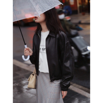 Zhao Zhi Zhi sprinkled your heavy launch of the Turkish Lamb skin short black leather jacket