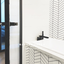  Banana bottom) Ying Yu) High-end black and white simple geometric fishbone mosaic mosaic background wall Bathroom bathroom tile floor tile