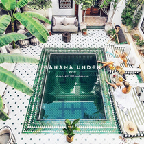  Banana down) Holiday) Outdoor courtyard floor tiles Outdoor terrace Swimming pool tiles Moroccan hotel Bed and breakfast Nordic coffee shop