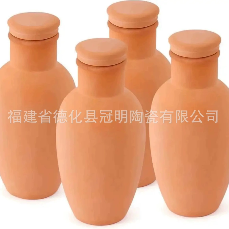 Red Clay Water Seepage Device, Creative Ceramic Vase Ornament, New Chinese-Style Entrance Hall Tea Room Simple Flower Vessel, Garden Watering Drip Irrigation
