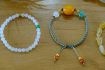 Old Days Return Antique Wax Tripod Grade 18K Gold White Jade Lotus Original Mine Pine Stone Design hand rope