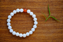 {Zen Yue Yue} Natural fragrant white jade Bodhi root bracelet red agate bracelet handmade original