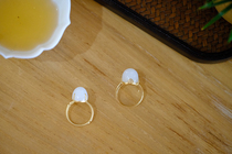 Bamboo fairy 18k gold matt seed collection grade glutinous rice round the white oil moisturizing the white jade ring elegant