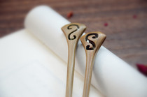 {Qu Shui Xue} Natural Centennial Green Sandalwood Handmade Carved Hairpin Cloud Crunch Yunshu