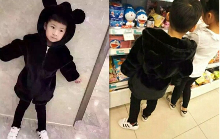 Áo khoác lông mùa thu cho cha mẹ và con mùa thu phiên bản Hàn Quốc của một gia đình ba con gấu đội mũ trùm đầu cho mẹ và quần áo trẻ em thời trang gia đình