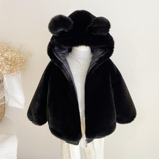 Children's fur coat rex rabbit fur thickened cotton coat