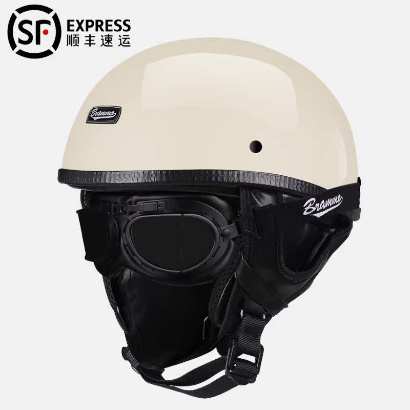 brammo personality vintage electric motorcycle helmet men's and women's motorcycle helmet calf half helmet leather scoop helmet summer