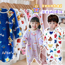 Childrens pajamas boy coral velvet one-and-a-half-year-old baby pajamas winter flannel autumn mens treasure
