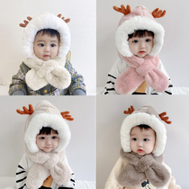 Childrens windproof hat bib set girl hat scarf one autumn and winter 2021 autumn winter New Tide winter