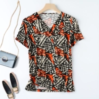 Шелковая трикотажная дышащая футболка, V-образный вырез, свободный крой