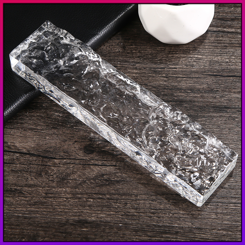 Ice Crystal Textured Glass Brick Transparent Square Glass Partition Wall Crystal Brick Bar light transmission curtain wall View wall brick