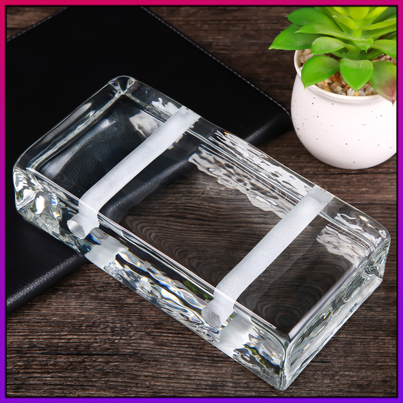 Hot-melt vertical hole brick glass brick transparent square glass partition wall crystal brick bar light transmission curtain wall View wall