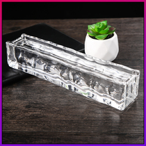 Hot-melt non-porous long glass brick transparent square glass partition wall crystal brick bar table transparent curtain wall scenery wall