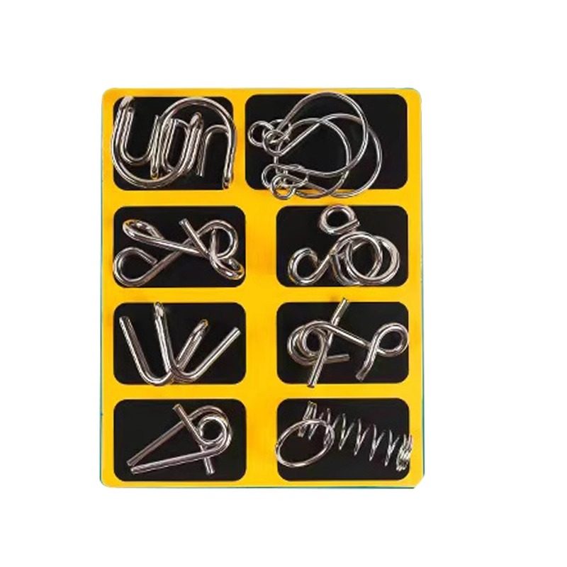 Nine-Link Puzzle Unlocking Ring, Educational Toy for Children and Primary School Students, Luban Lock, Kongming Lock, Complete Set of 24 Pieces