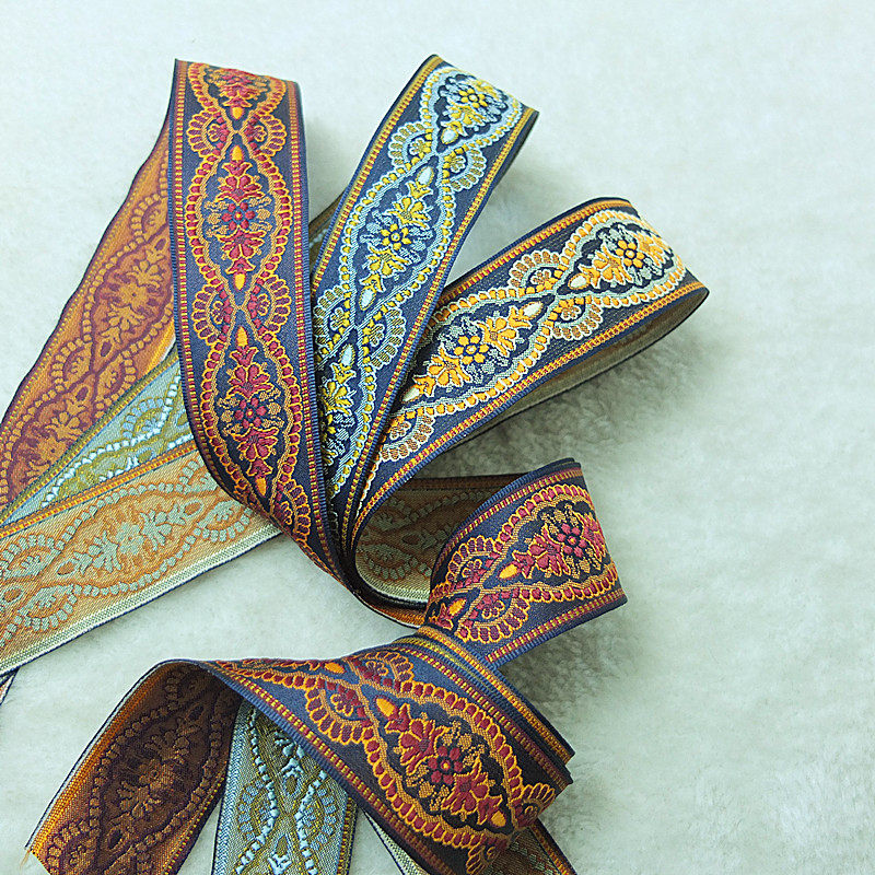 100 Caihong Taiwan produces young and thin, soft and smooth quality silk silk satin jacquard minority wind clothing pants hanging webbing