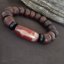 Tibet natural celestial pearl genuine cinnabar red Guanyin Tianzhu bracelet old Phoenix eye Bodhi Tibetan bracelet