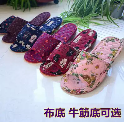 New men's cow tendon bottom non-slip home women's cloth bottom solid wood floor slippers silent soft bottom couple slippers