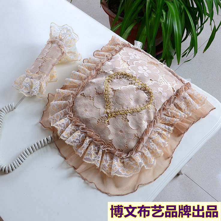 Bowen cloth telephone cover three-piece set European telephone cover telephone pad cover cover dust cover coffee lily