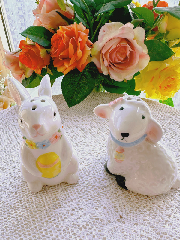 Brand New High-Temperature Ceramic Easter Egg Wreath with Bunny and Lamb, Pink Bottle Decorative Ornaments, 38 with Free Shipping