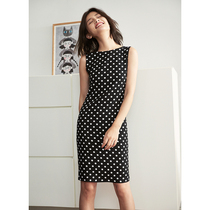 mytopbuyer French romantic black Polo point straight sleeveless dress summer early autumn with temperament suspender skirt