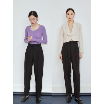 mytopbuyer commuter black casual pants womens 2021 New thin drop feeling high waist tapered pants spring and autumn