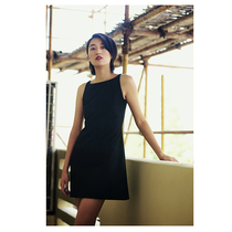 mytopbuyer Hepburn Style Classic Little Black Skirt Sleeveless Round Neck Sleeveless Round Collar Waist Slim a Dress