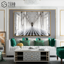 Art House Style Architectural Brief Eu Living Room Decoration Painting Modern Light Extravaganza END OF THE HALLWAY WITH PAINTED-LIKE BOARD ROOM FRESCO