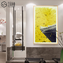 Art House Painting Industry Hotel Decoration Painting New Chinese Gingko Leaf Crystal Porcelain Painting Living Room Genguan Sample Room Background Wall Hanging Painting